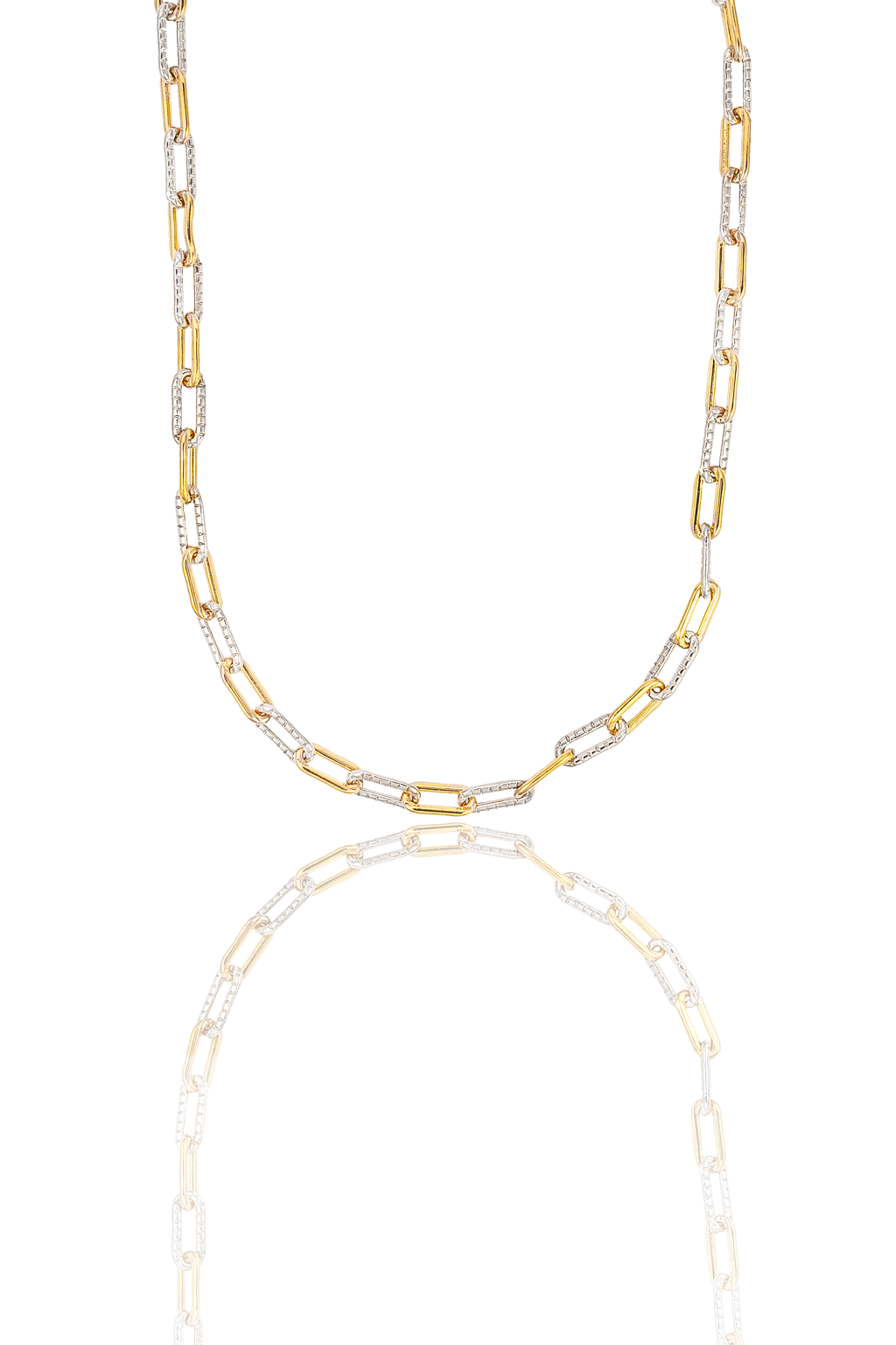 Two-Tone Textured Paperclip Bracelet & Necklace