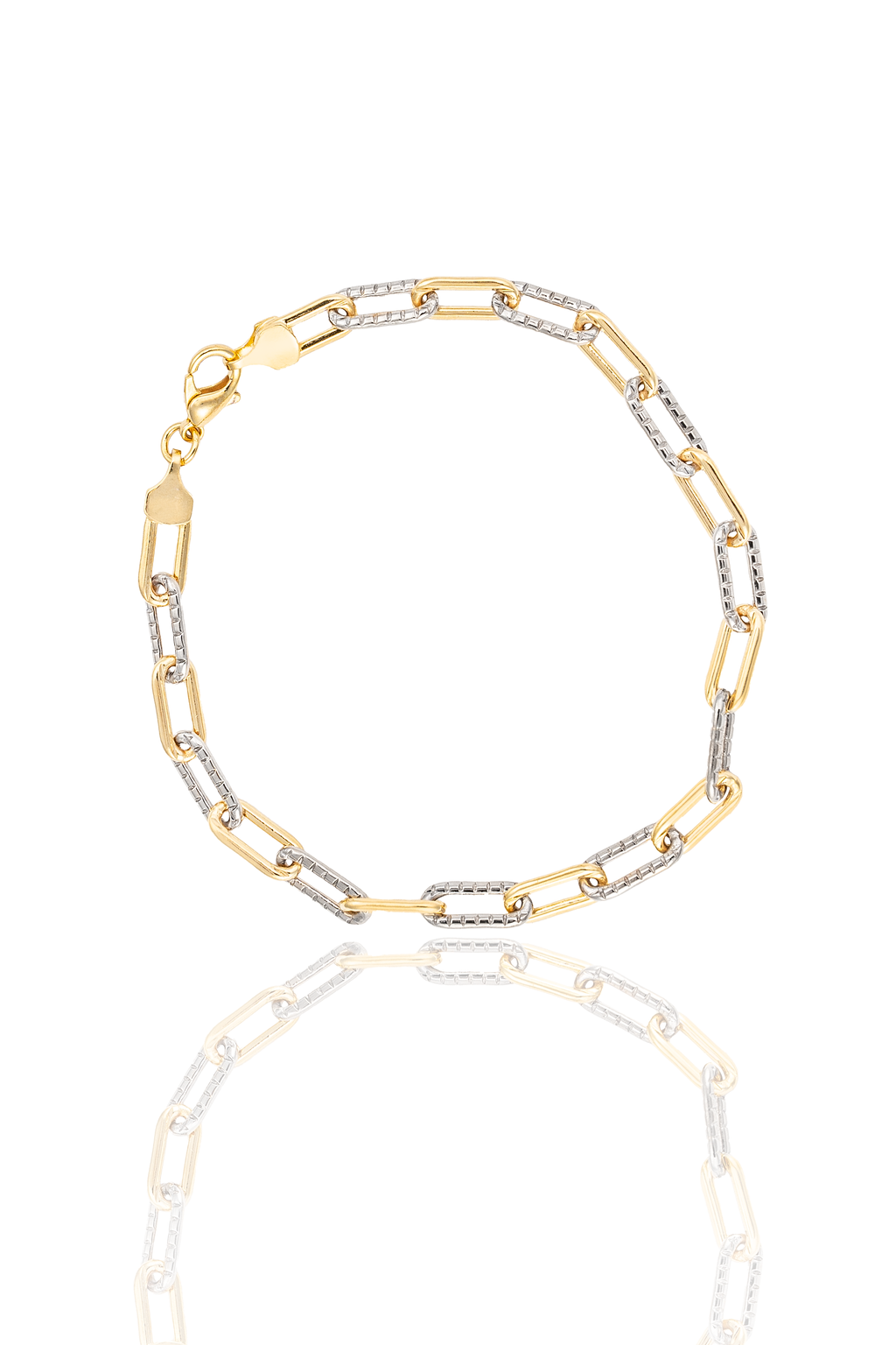 Two-Tone Textured Paperclip Bracelet & Necklace