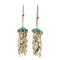 Mini Green Jellyfish Earrings with Turquoise Beads and Hypoallergenic Niobium Earwires