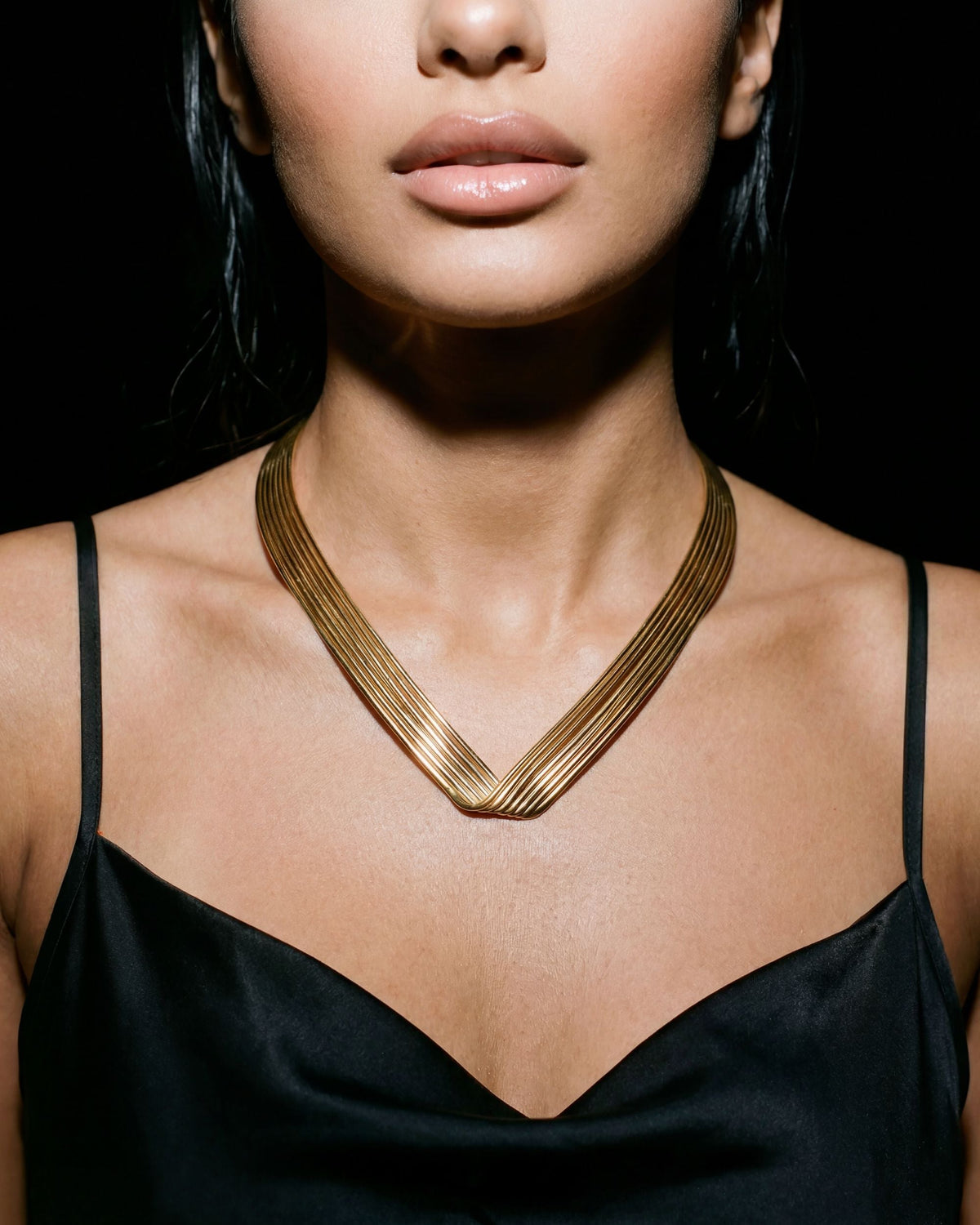 Multi-Wire V Collar Necklace - Gold