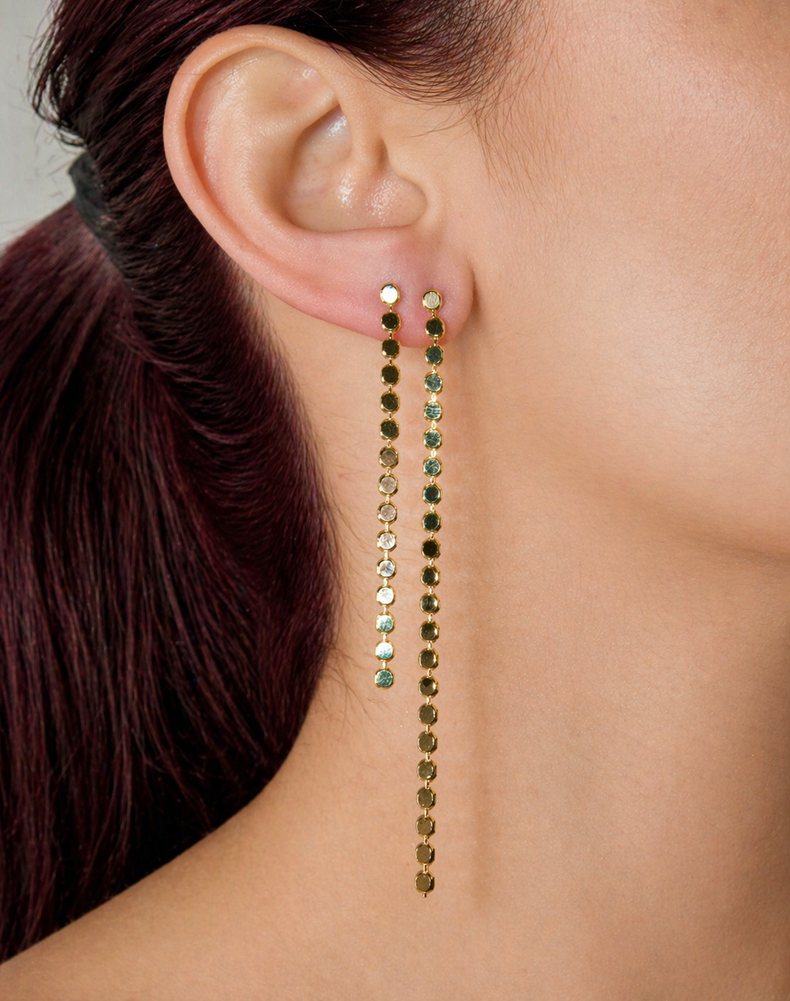 Disc Chain Drop Earrings